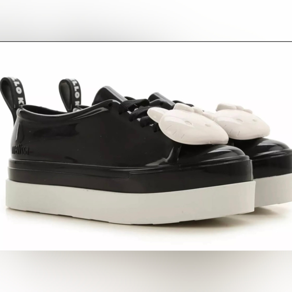 Melissa Be + Hello Kitty Black & White Women's Jellie Platform Sneakers Size 7